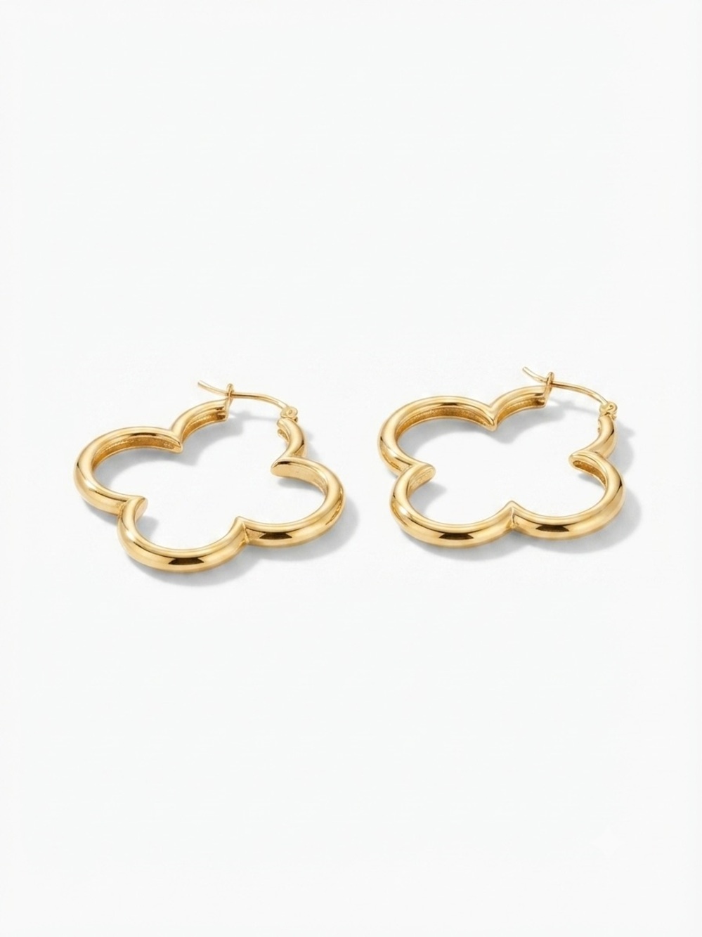 Heidi Klum Alhambra 925 Sterling Silver Gold Clover Quatrefoil Hoop Earrings